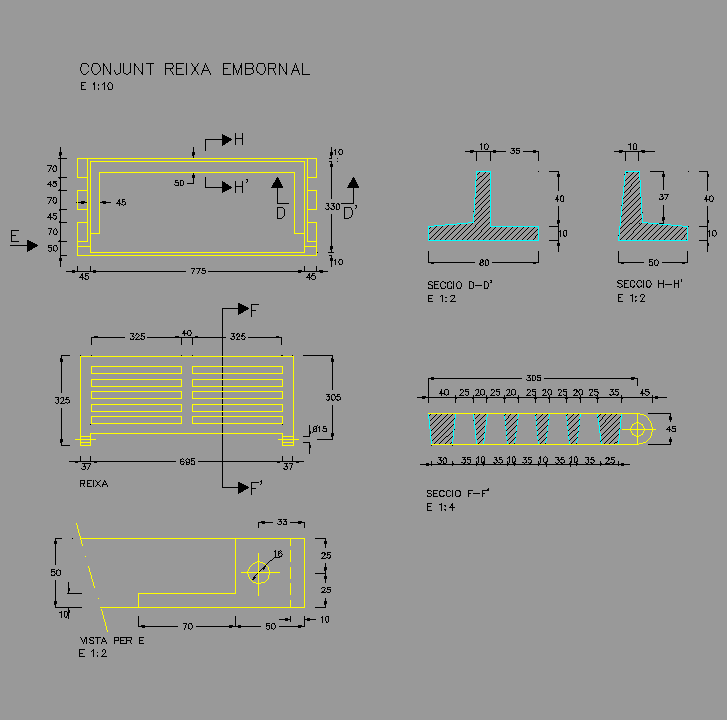 Bloque Autocad Rejilla imbornal